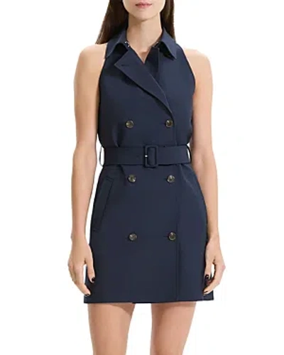 Theory Halter Trench Sleeveless Dress In Nocturne Navy