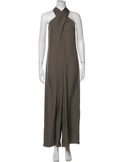 Pre-owned Theory Halterneck Jumpsuit In Green