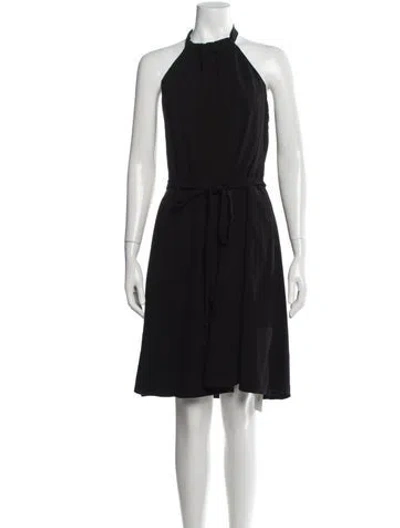 Pre-owned Theory Halterneck Knee-length Dress In Black