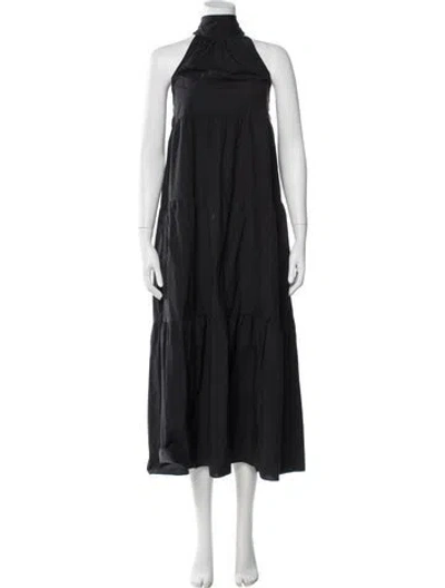 Pre-owned Theory Halterneck Long Dress In Black