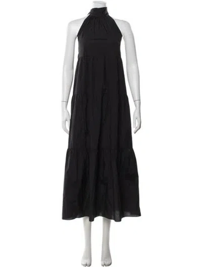 Pre-owned Theory Halterneck Long Dress In Black
