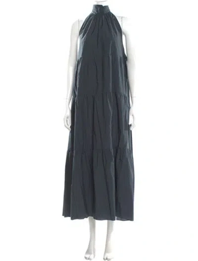Pre-owned Theory Halterneck Long Dress In Gray