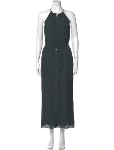 Pre-owned Theory Halterneck Long Dress In Green