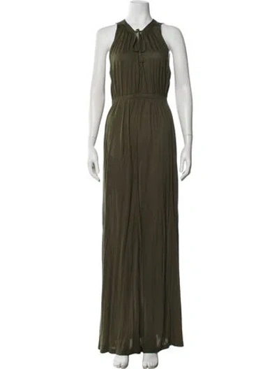 Pre-owned Theory Halterneck Long Dress In Green
