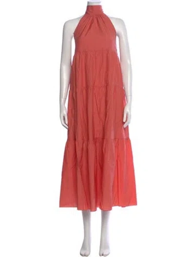 Pre-owned Theory Halterneck Long Dress In Pink