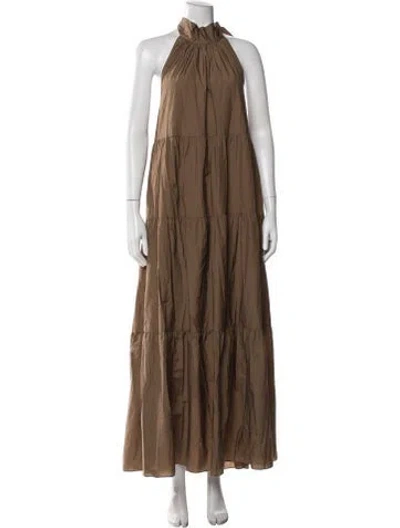 Pre-owned Theory Halterneck Long Dress W/ Tags In Neutrals