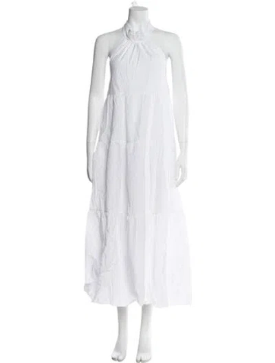 Pre-owned Theory Halterneck Long Dress In White