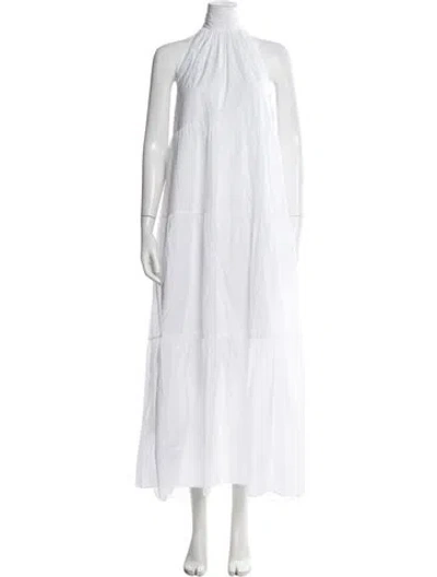 Pre-owned Theory Halterneck Long Dress In White