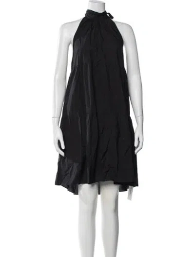 Pre-owned Theory Halterneck Mini Dress In Black