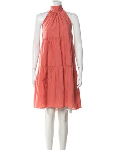 Pre-owned Theory Halterneck Mini Dress In Pink