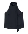 Theory Textured-satin Halter Top In Black