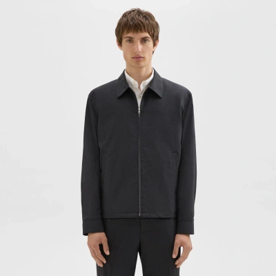 Theory Hazelton Zip Jacket In Stretch Wool In Dark Charcoal