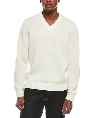 Theory Heavy Wool & Cashmere-blend V-neck Sweater In White