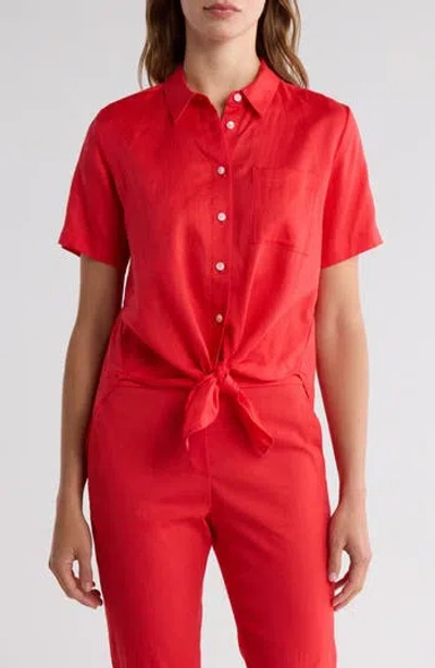 Theory Hekanina Linen Blend Button-up Shirt