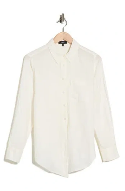 Theory Hekanina Linen Blend Button-up Shirt In White