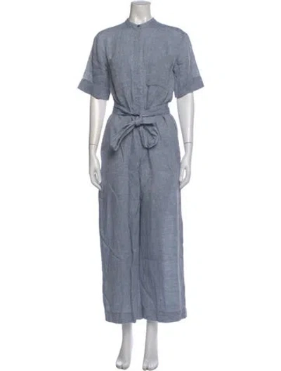 Pre-owned Theory Hemp Crew Neck Jumpsuit In Blue