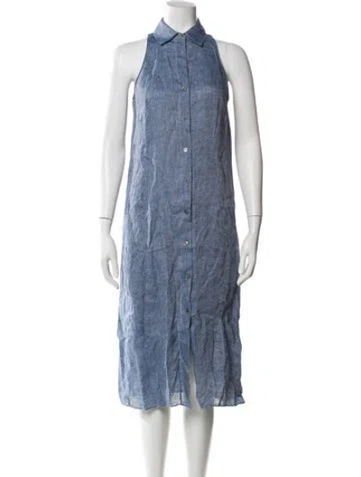 Pre-owned Theory Hemp Midi Length Dress In Blue