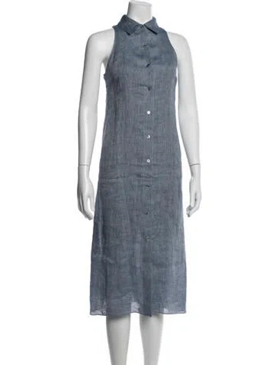 Pre-owned Theory Hemp Midi Length Dress In Blue