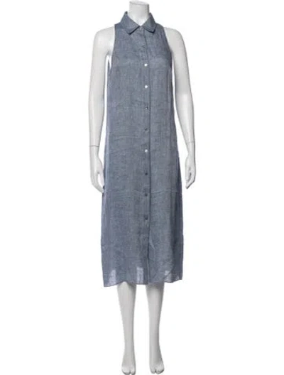 Pre-owned Theory Hemp Midi Length Dress In Blue