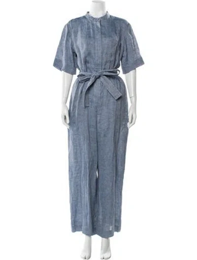 Pre-owned Theory Hemp Mock Neck Jumpsuit W/ Tags In Blue