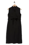 Theory Hemp Tie Waist Shirtdress In Black