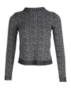 Theory Herringbone Crewneck Sweater In Black Print Wool In Gray