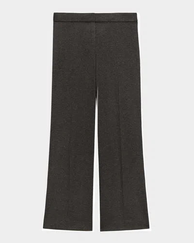 Theory Herringbone Knit Cropped Pants In Brown