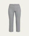 Theory Herringbone Knit Cropped Pants In Gray