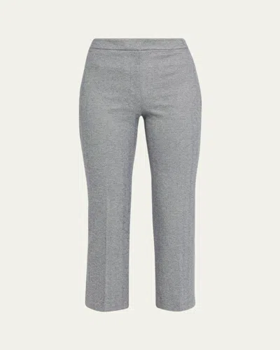 Theory Herringbone Knit Cropped Pants In Gray