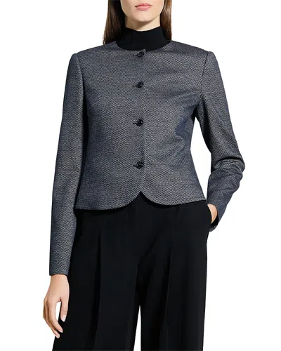 Theory Herringbone Tweed Clean Jacket In Blue