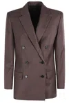 Theory Hickory Double Breasted Blazer In Brown