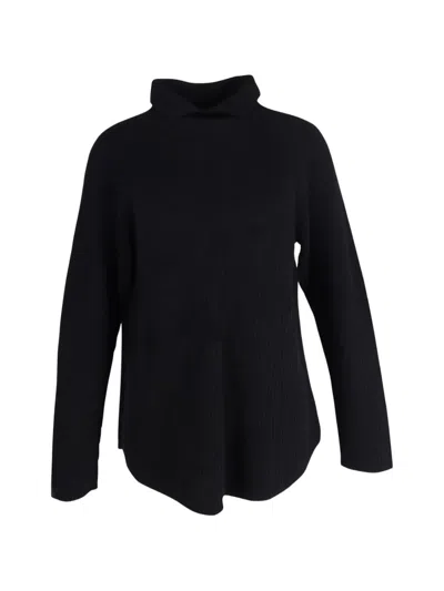Pre-owned Theory High-collar Ribbed Sweater In Black
