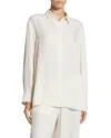 Theory Stripe High-low Button-up Shirt In White