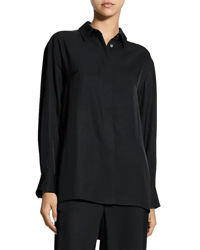 Theory High Low Flounce Shirt In Black