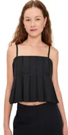 Theory Pleated Cotton-blend Poplin Camisole In Black