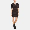 Theory High Neck Mini Dress In Rib Knit In Black Multi