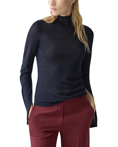 THEORY HIGH NECK SLIT SLEEVE TEE