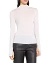 Theory High Neck Slit Sleeve Tee In White