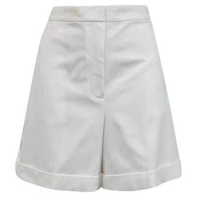 Theory High Rise Piqué Shorts In White Cotton