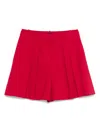 Theory Pleated Crunch Linen Shorts In Red