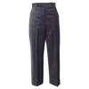 Theory High-rise Straight-leg Cuffed Trousers In Grey Wool In Gray