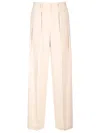 Theory Linen Straight-leg Trousers In Beige