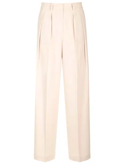 Theory High-rise Wide Leg Trousers In Beige