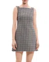 Theory Womens Tweed Houndstooth Mini Dress In Black