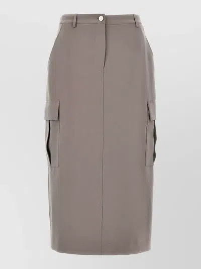 Theory High Waist Cargo Midi Skirt Belt Loops In Gray