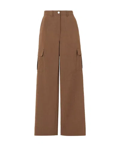 Theory High-waist Cargo Trousers In Brown