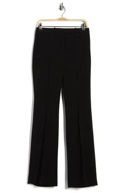 Theory High Waist Flare Leg Crepe Pants In Black