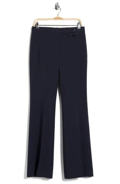 Theory High Waist Flare Leg Crepe Pants In Blue