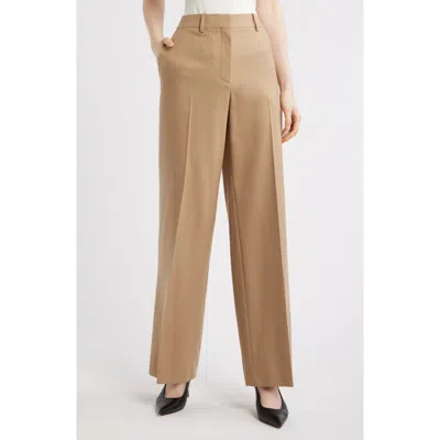 Theory High Waist Flare Leg Pants In Brown