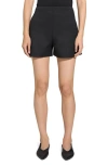 Theory Linen-blend High-waisted Shorts In Black